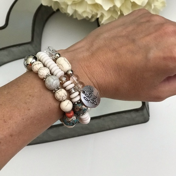 Beaded Friendship Bracelet, White - Picture 3 of 4